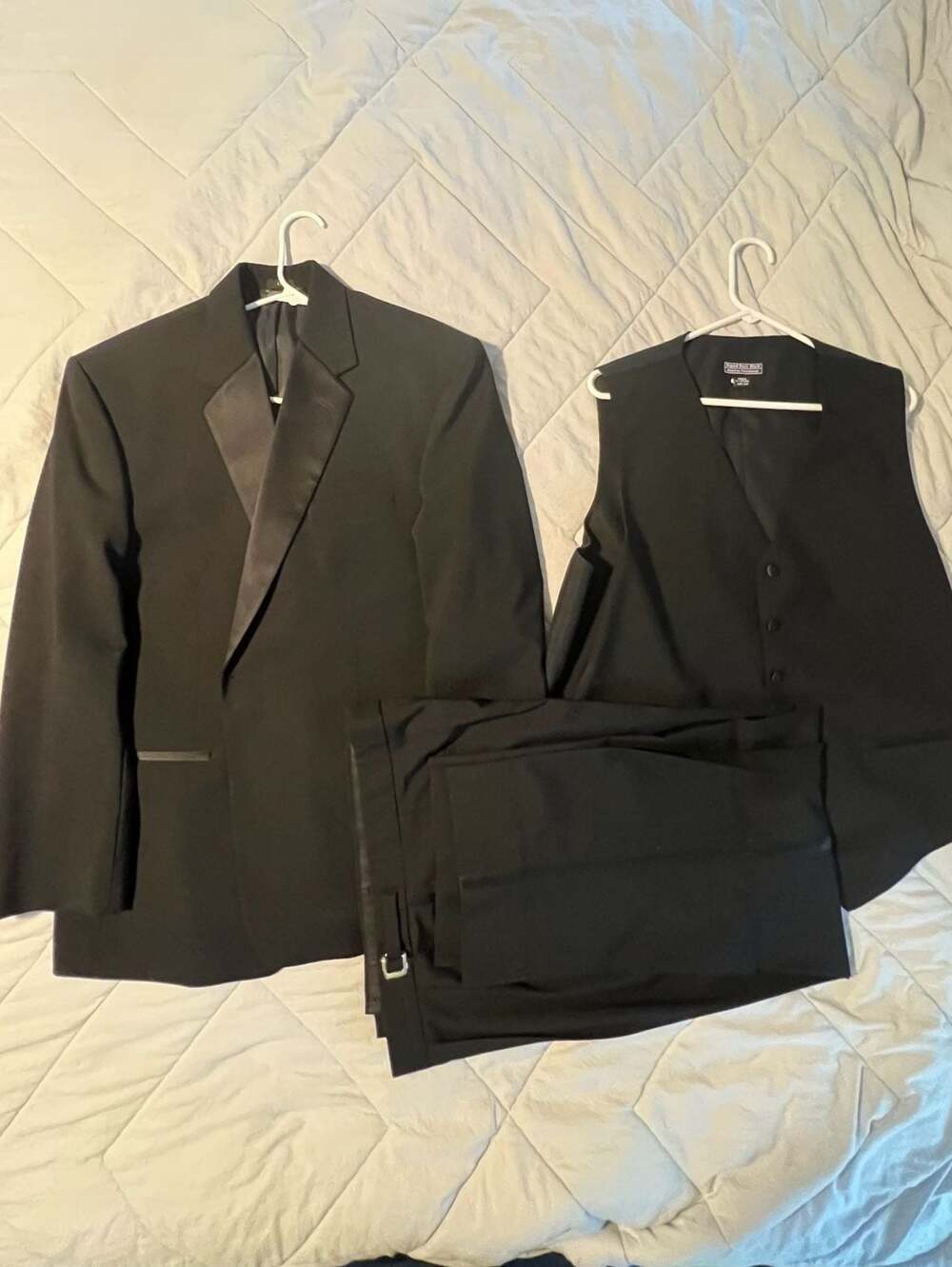 Jean Yves Paris 3-Piece Tuxedo Set, Black Worsted Wool, Men's XL